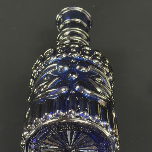 Cobalt Blue Glass Decanter Bottle Empty 11" Tall Vintage Jim Beam’s Bonded Beam - Picture 9 of 11